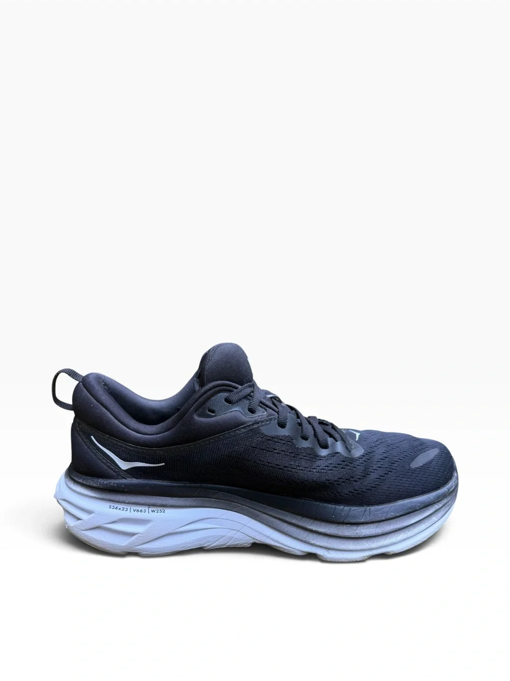 Hoka Bondi 8 Shoes Mens Size 10 Black White Max Cushion Running Athletic Sneaker